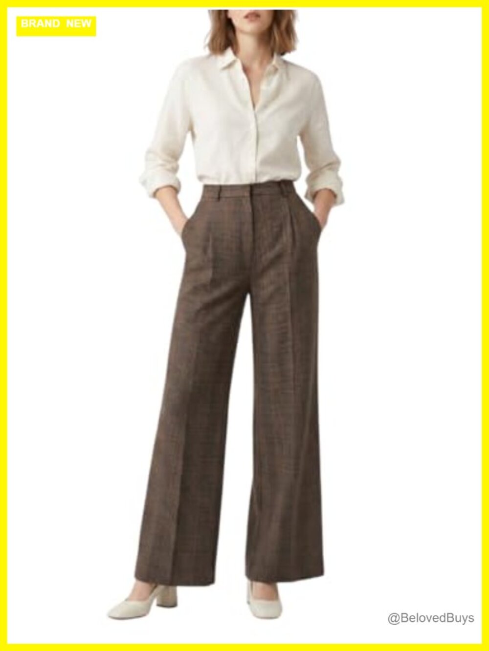 High Waisted Wide Leg Palazzo Pants Extra Long Plaid Trousers